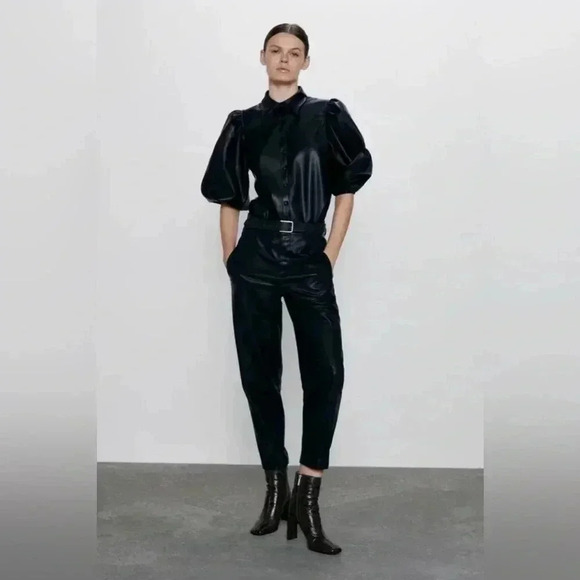Zara faux leather pants S - Picture 3 of 10